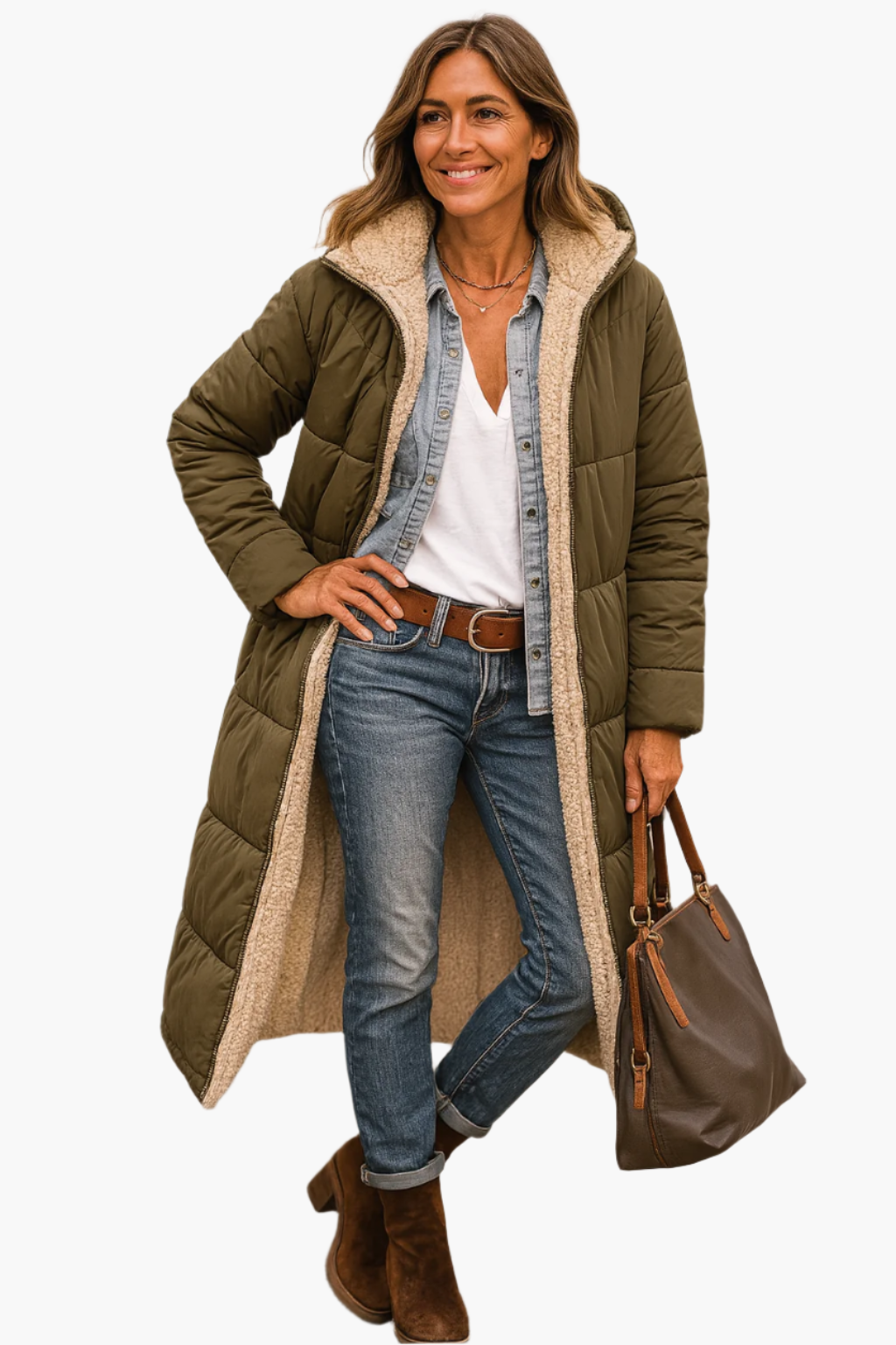 Women's Winter Coat – Long Zip-Up Winter Coat – Noelle