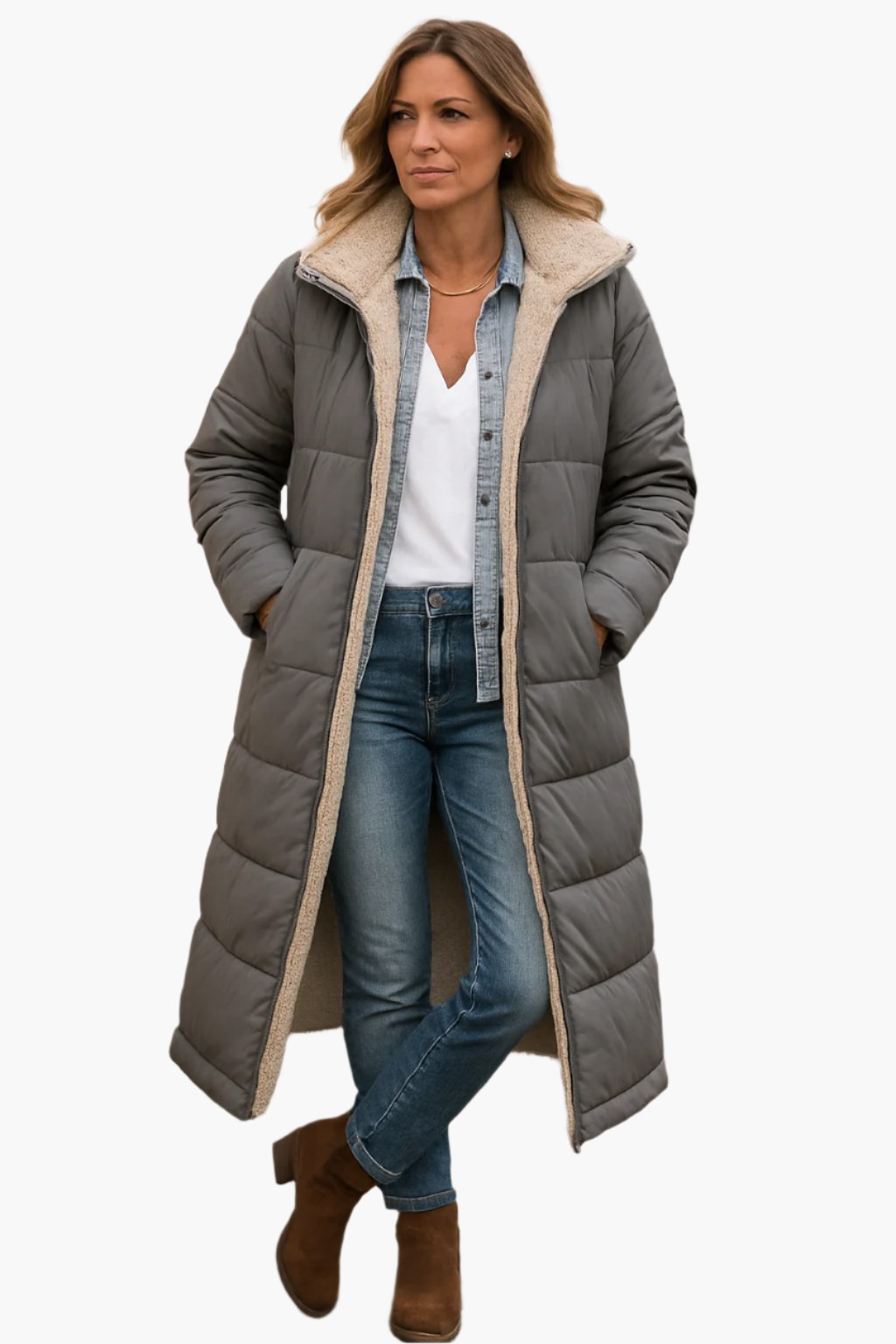 Women's Winter Coat – Long Zip-Up Winter Coat – Noelle