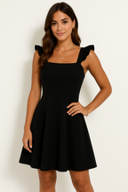 Women's Ruffle Strap Fit & Flare Dress – Feminine Flowy Mini Dress