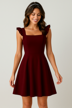 Women's Ruffle Strap Fit & Flare Dress – Feminine Flowy Mini Dress