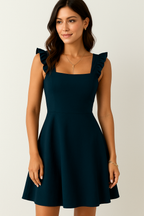 Women's Ruffle Strap Fit & Flare Dress – Feminine Flowy Mini Dress