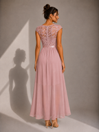 Women's Lace Detail Wedding Guest Maxi Dress – Flowy A-Line Formal Dress