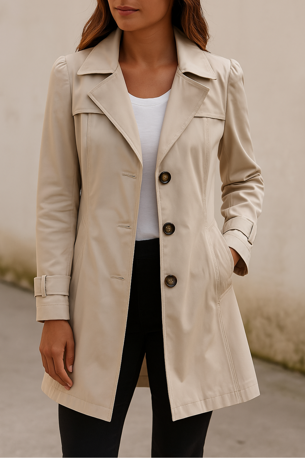 Women's Longline Trench Coat – Tailored Classic Lapel Coat