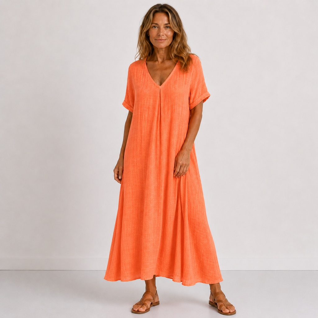 Women's Relaxed V-Neck Dress – Flowy Everyday Summer Dress