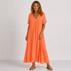 Women's Relaxed V-Neck Dress – Flowy Everyday Summer Dress