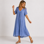 Women's Relaxed V-Neck Dress – Flowy Everyday Summer Dress
