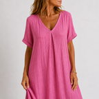 Women's Relaxed V-Neck Dress – Flowy Everyday Summer Dress