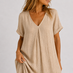 Women's Relaxed V-Neck Dress – Flowy Everyday Summer Dress
