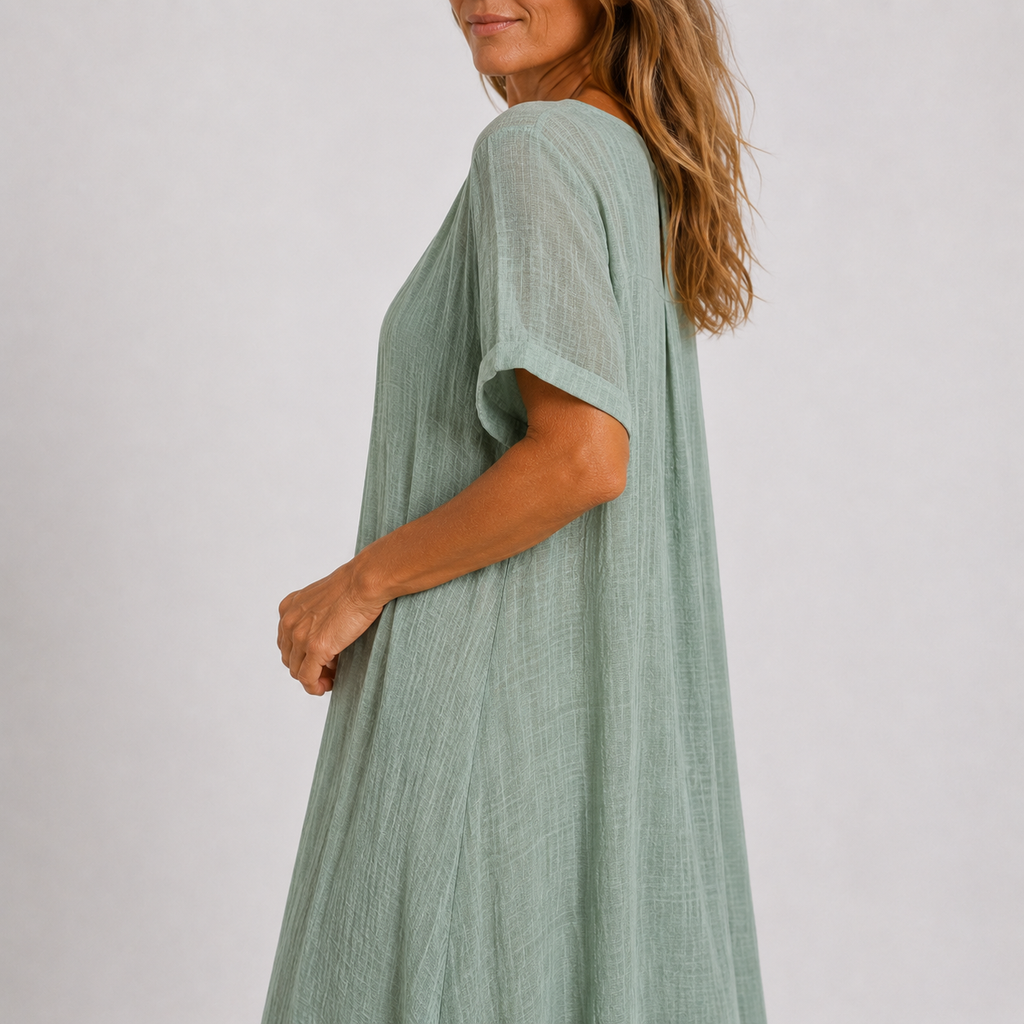 Women's Relaxed V-Neck Dress – Flowy Everyday Summer Dress