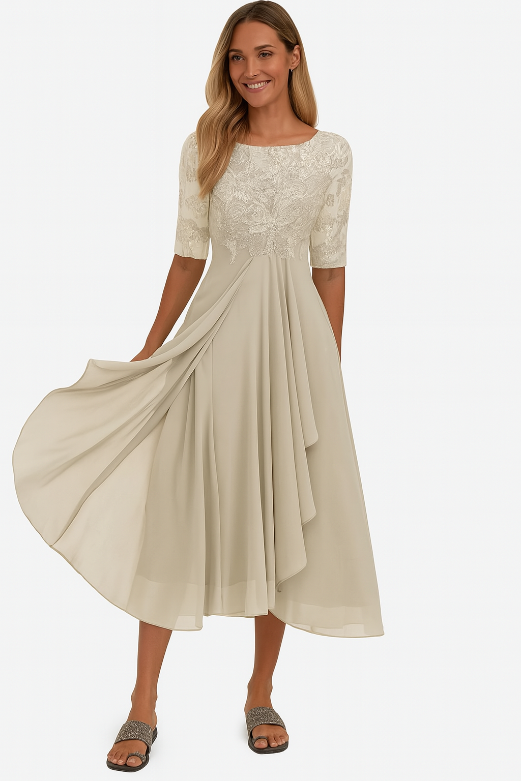 Women's A-Line Midi Dress – Summer Casual Dress – Aveline