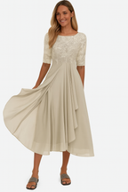 Women's A-Line Midi Dress – Summer Casual Dress – Aveline