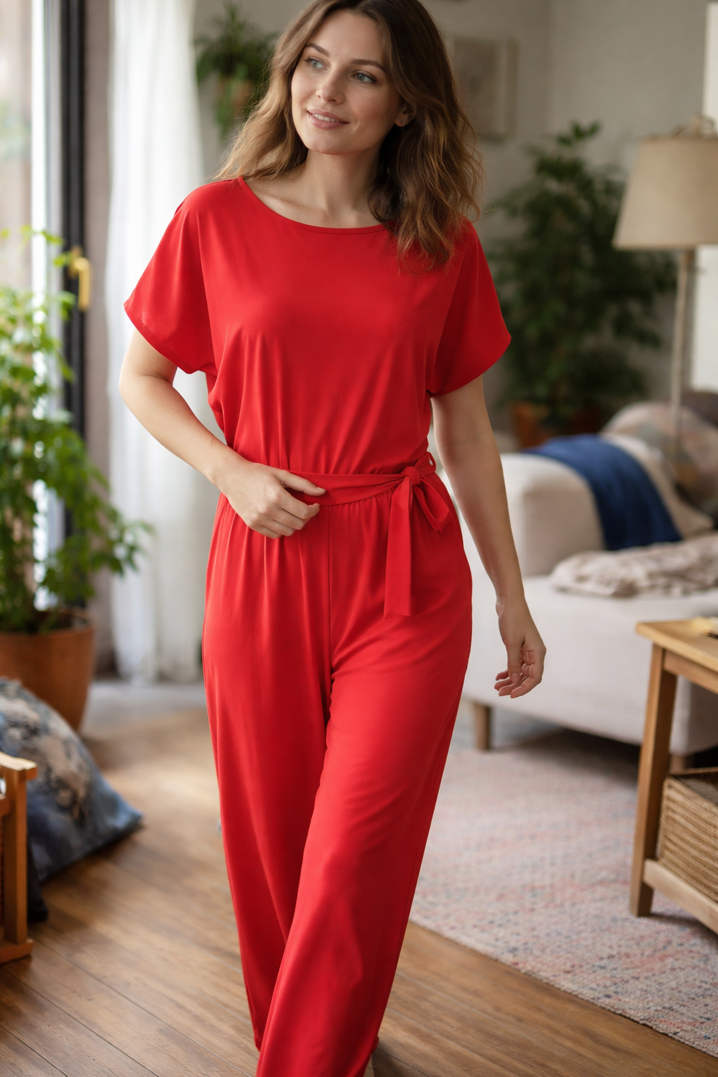 Women's Belted Wide Leg Jumpsuit – Relaxed Formal Occasion Jumpsuit