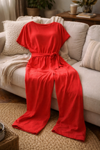 Women's Belted Wide Leg Jumpsuit – Relaxed Formal Occasion Jumpsuit