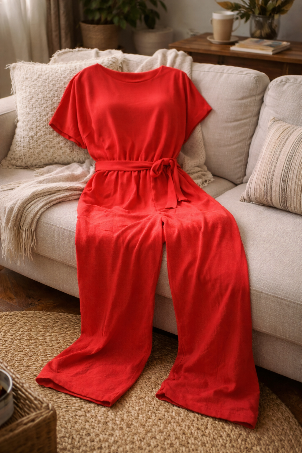 Women's Belted Wide Leg Jumpsuit – Relaxed Formal Occasion Jumpsuit