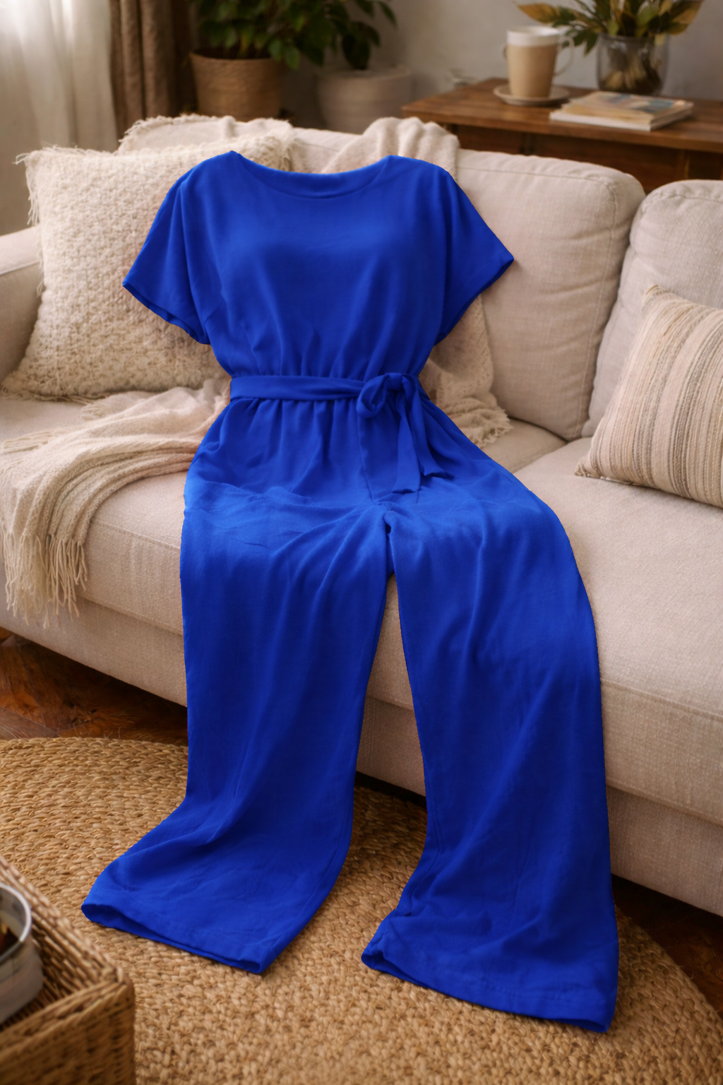 Women's Belted Wide Leg Jumpsuit – Relaxed Formal Occasion Jumpsuit