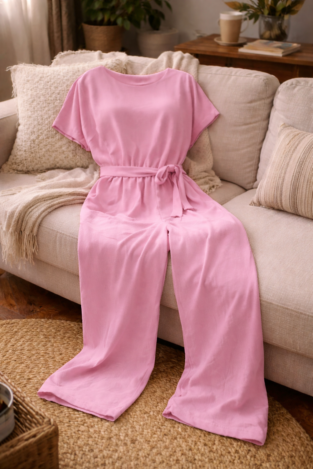 Women's Belted Wide Leg Jumpsuit – Relaxed Formal Occasion Jumpsuit
