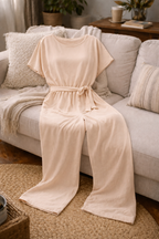 Women's Belted Wide Leg Jumpsuit – Relaxed Formal Occasion Jumpsuit