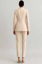 Women's Double Button Blazer Set – Tailored Office Blazer and Trousers Set