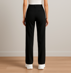 Women's High Waist Straight Leg Pants – Tailored Seam Detail Trousers