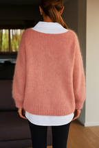 Women's Plush Oversized Sweater – Relaxed Crew Neck Knit Pullover