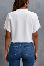 Women's Collared Button Front Blouse – Lightweight Relaxed Fit Blouse