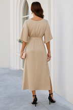Women's V-Neck Midi Dress – Spring Occasion Day Dress