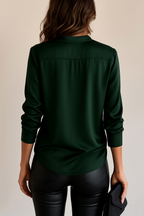 Women's Deep V-Neck Blouse – Relaxed Fit Flowy Casual Blouse