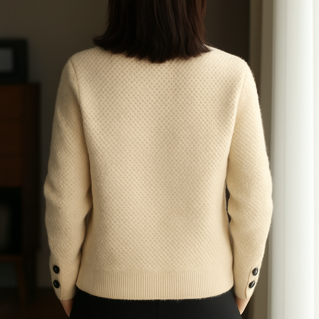 Women's Button Pocket Cardigan – Textured Knit Sweater