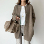 Women's Mid-Length Cardigan – Relaxed Button Sweater