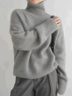 Women's Ribbed High Neck Sweater – Fitted Turtleneck Long Sleeve Pullover