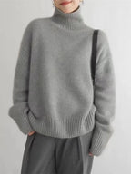 Women's Knit Sweater – High Collar Winter Sweater – Isabella