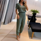 Women's Long Sleeve Blouse & Pants Set – Wide Leg Matching Trouser Set