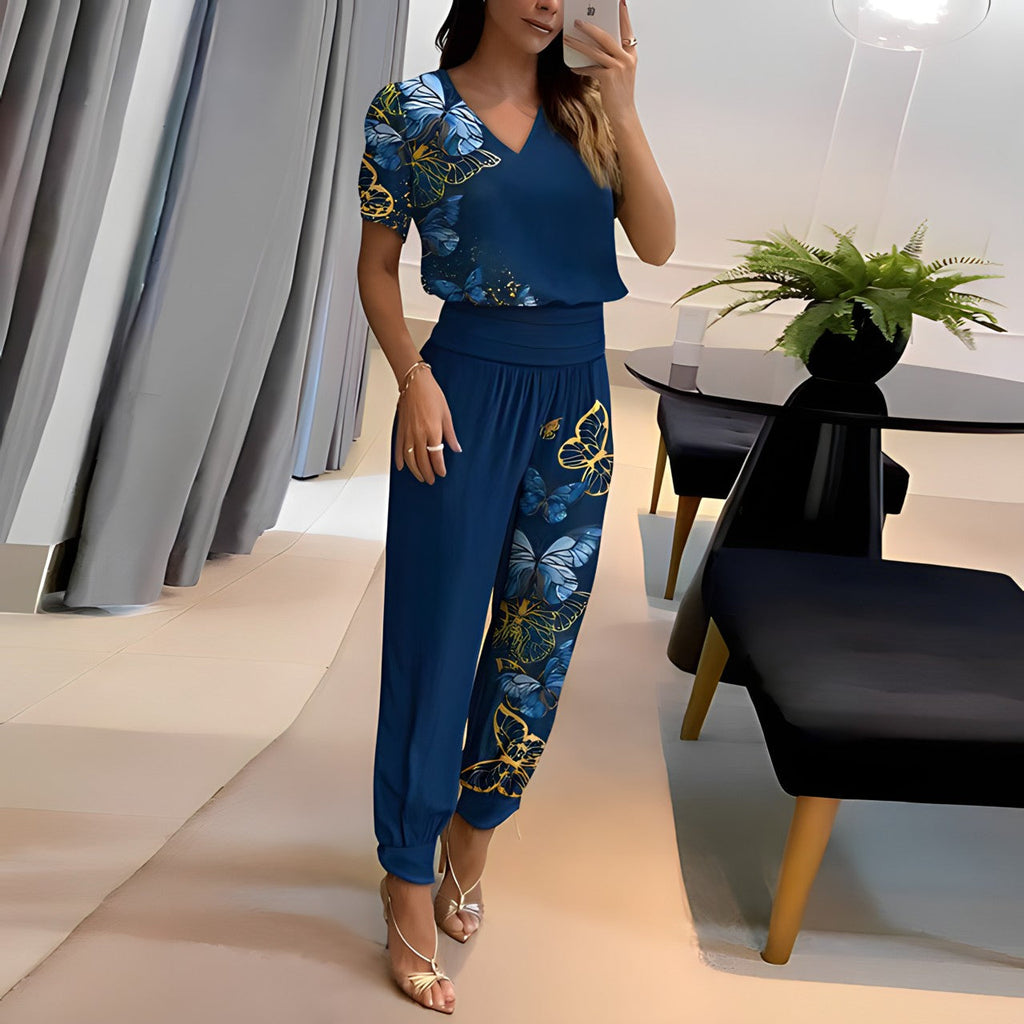 Women's Long Sleeve Blouse & Pants Set – Wide Leg Matching Trouser Set