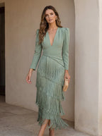 Women's Flowy Wedding Guest Midi Dress – Formal Cocktail Occasion Dress