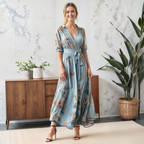 Women's Office Midi Dress – V-Neck Work Dress – Claire
