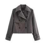 Women's Short Double-Breasted Trench Coat – Cropped Transitional Jacket