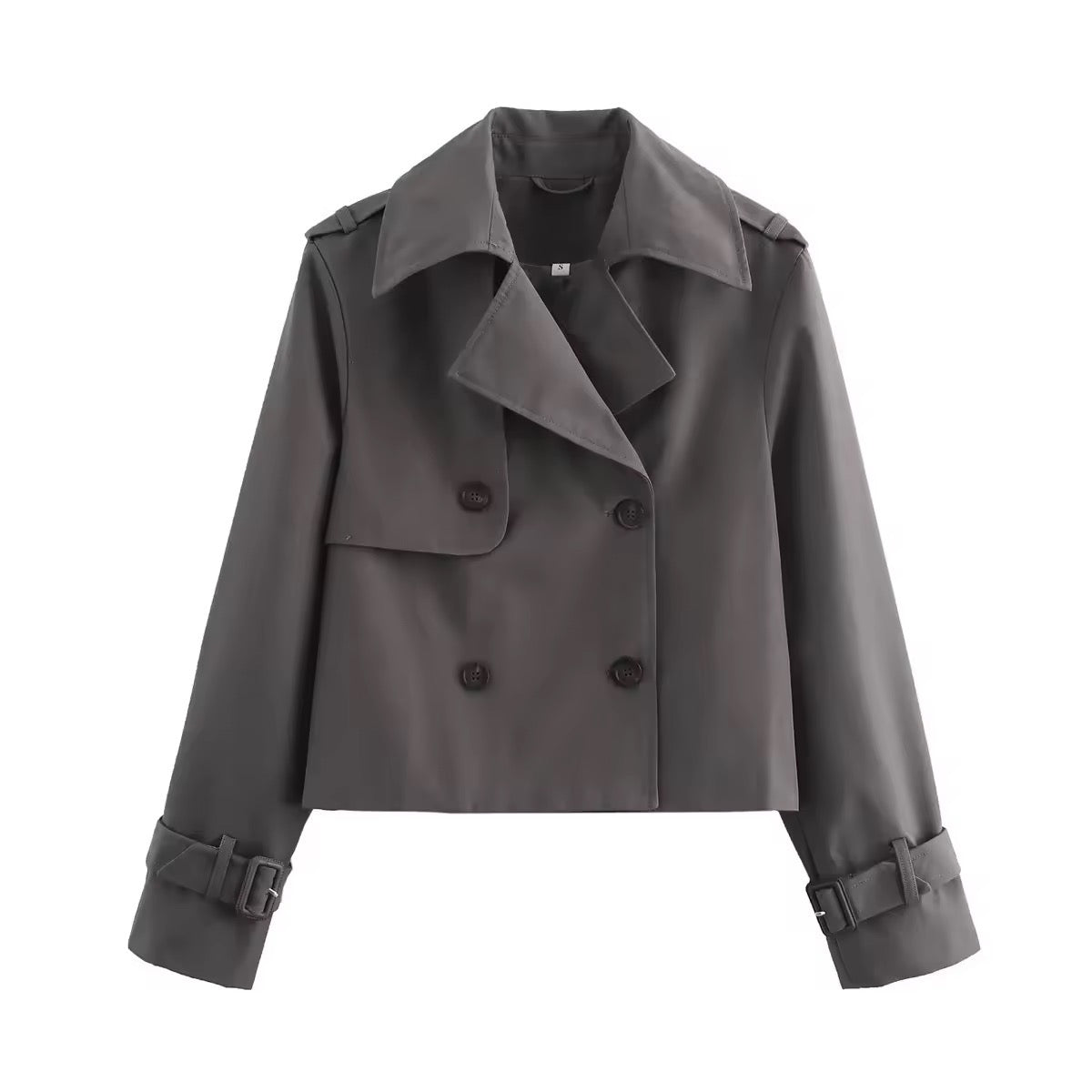 Women's Short Double-Breasted Trench Coat – Cropped Transitional Jacket