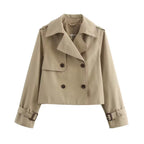 Women's Short Double-Breasted Trench Coat – Cropped Transitional Jacket