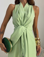 Women's Halter Neck Formal Jumpsuit – Flowy Evening Occasion Jumpsuit