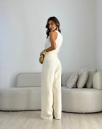 Women's Halter Neck Formal Jumpsuit – Flowy Evening Occasion Jumpsuit