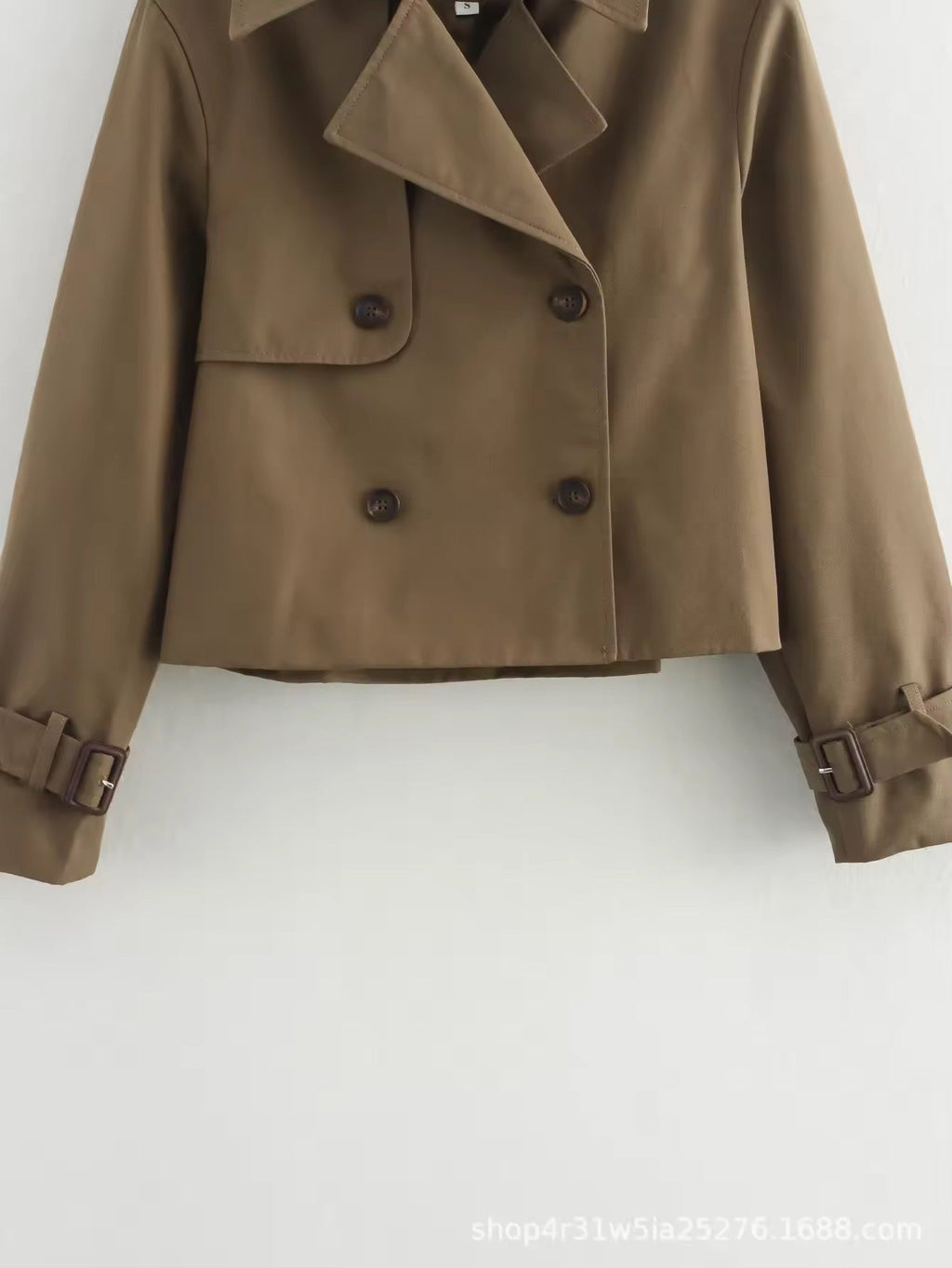 Women's Short Double-Breasted Trench Coat – Cropped Transitional Jacket