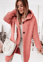 Women's Long Hooded Cardigan – Oversized Knit Sweater Coat