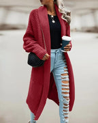 Women's Long Hooded Cardigan – Oversized Knit Sweater Coat
