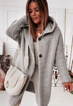 Women's Long Hooded Cardigan – Oversized Knit Sweater Coat