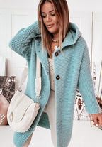 Women's Long Hooded Cardigan – Oversized Knit Sweater Coat