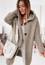 Women's Long Hooded Cardigan – Oversized Knit Sweater Coat