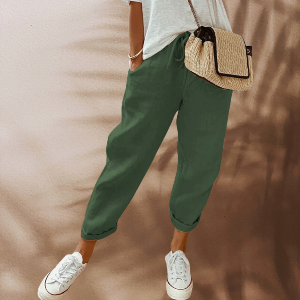 Women's Linen Blend Pants – Relaxed Wide Leg Pants