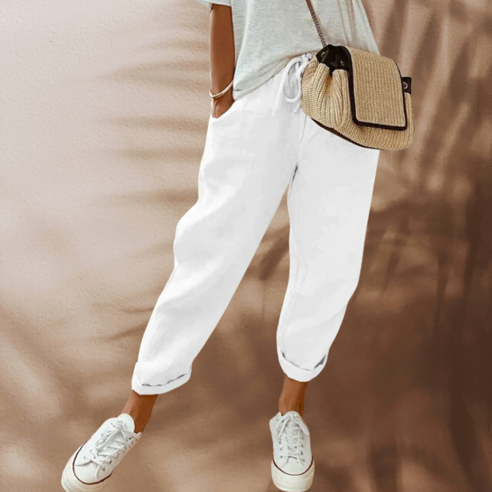 Women's Linen Blend Pants – Relaxed Wide Leg Pants