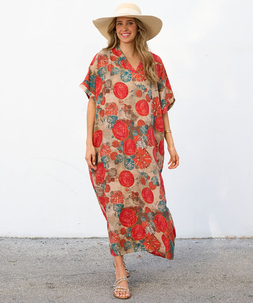 Women’s Minimalist Caftan Dress – Loose Casual Resort Style - Maisie