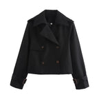 Women's Short Double-Breasted Trench Coat – Cropped Transitional Jacket
